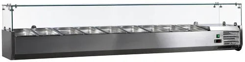 Omcan RS-CN-0009-P 79 inch refrigerated topping rail with glass guard