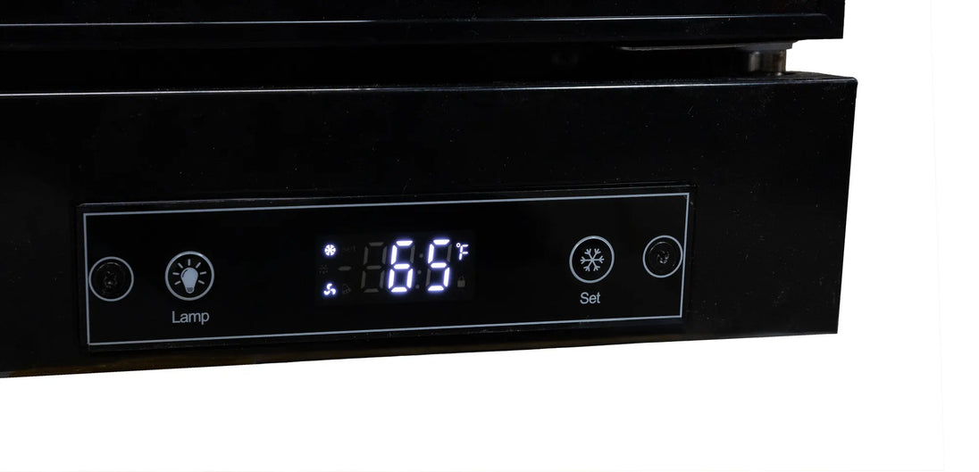 Omcan RE-CN-0450B 26 inch black one glass door display refrigerator with LED light