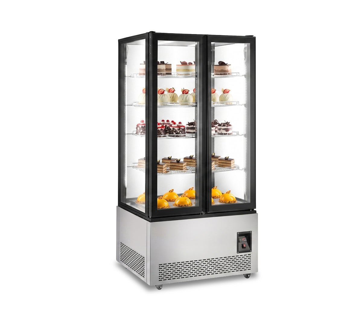 Omcan FR-CN-0600-2 four sided glass ice cream cake display freezer
