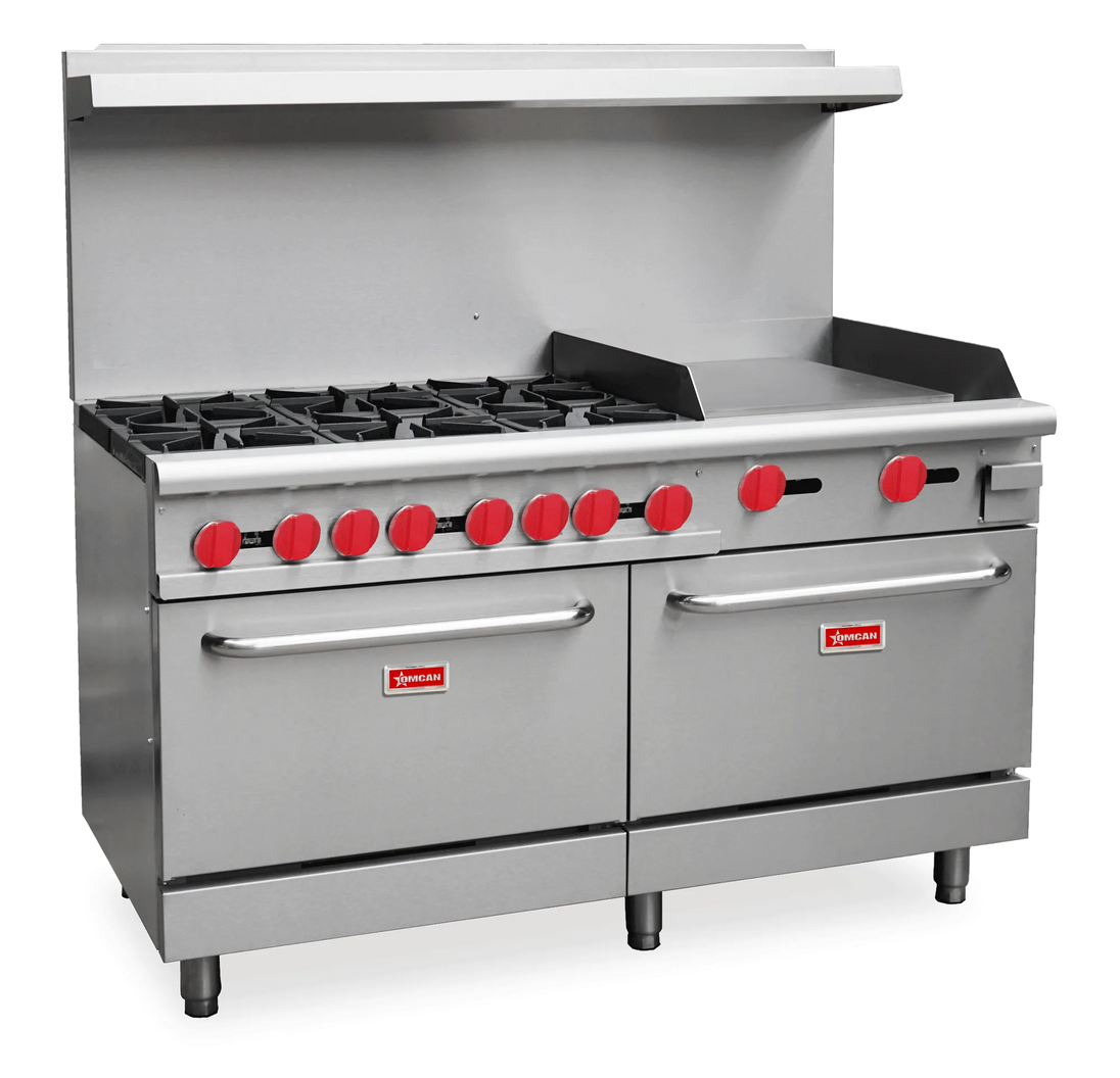 Omcan CE-CN-0006-GL 60 inch propane range with six burners griddle and two ovens
