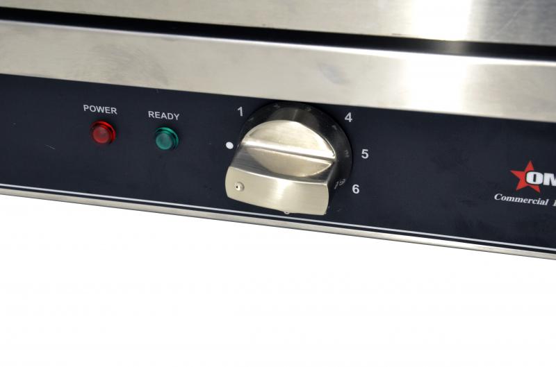 Omcan CE-CN-0580-S stainless steel quartz adjustable salamander with 14 x 21 inch warming base