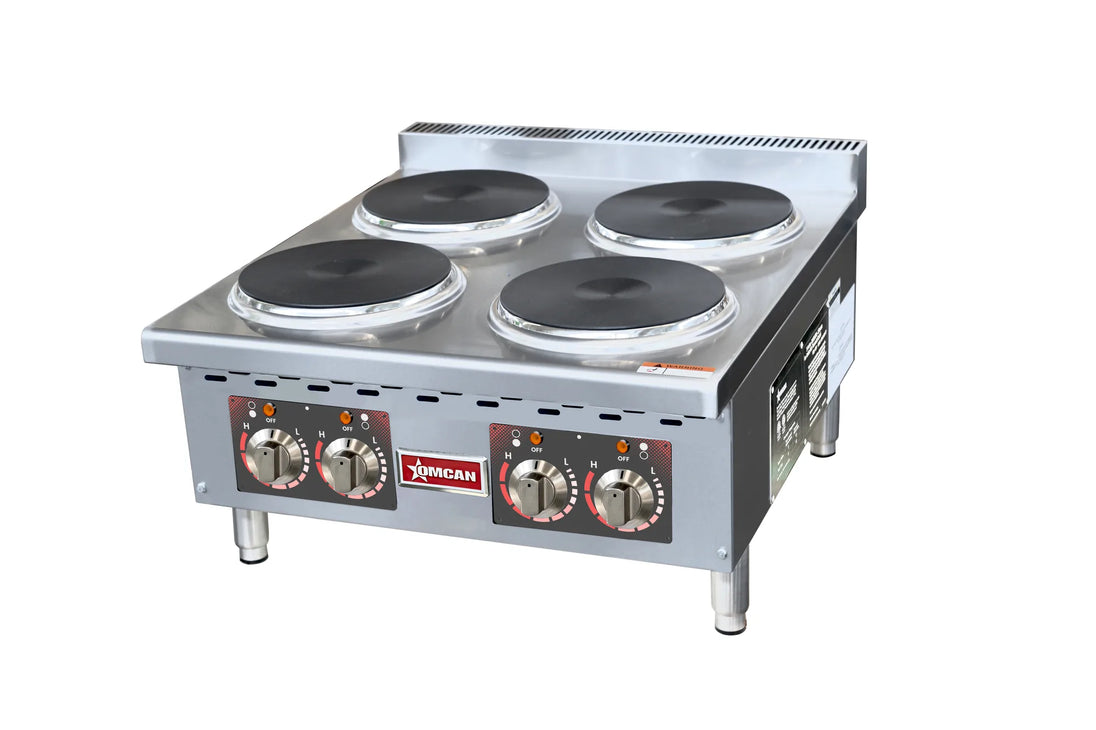 Omcan CE-CN-EHP24 240 24 inch countertop electric hot plate with four burners