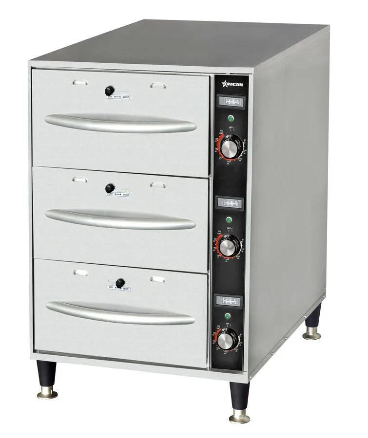Omcan FW-CN-0003 triple drawer warmer angle view