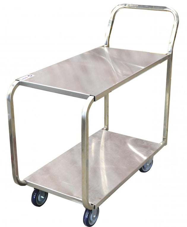 Omcan 13118 stainless steel solid top stock cart with flat undershelf
