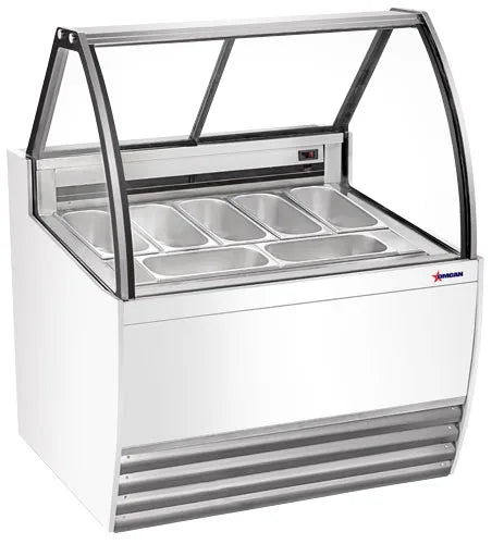 Omcan FR-CN-0007W 41 inch seven pan gelato display showcase white exterior