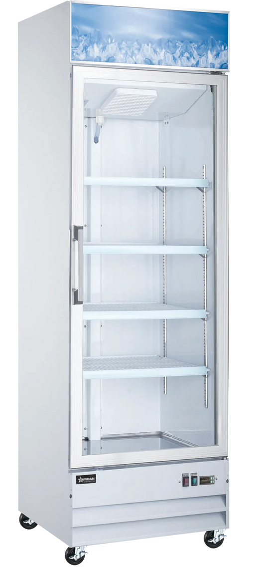 Omcan FR-CN-0012-HC 27 inch white one glass door display freezer