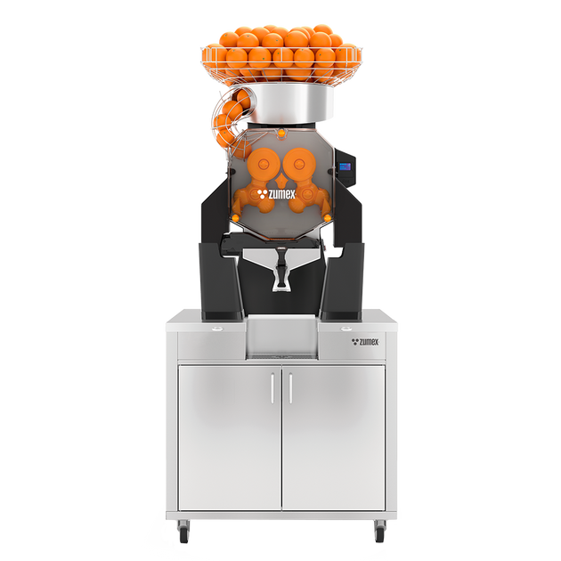 Zumex Speed Up All-in-One Wide citrus juicer on mirror finish podium