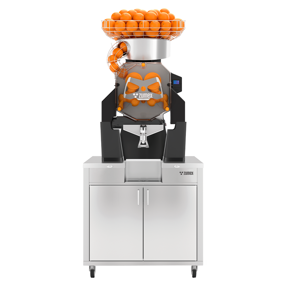 Zumex Speed S Plus All-in-One Wide citrus juicer on mirror finish podium