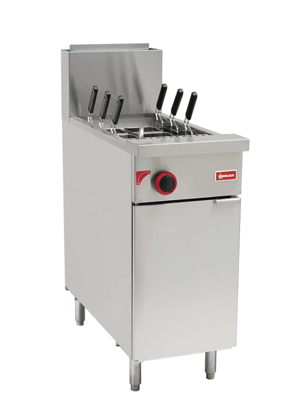 Omcan CE-CN-0011-NG natural gas floor model pasta cooker with six baskets