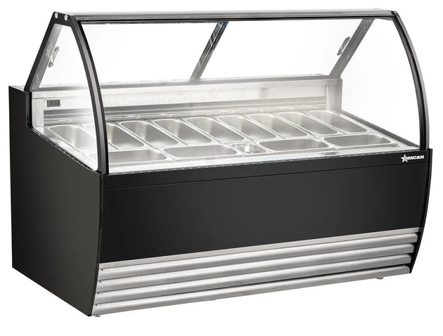 Omcan FR-CN-00013B 69.5 inch thirteen pan gelato display showcase black exterior