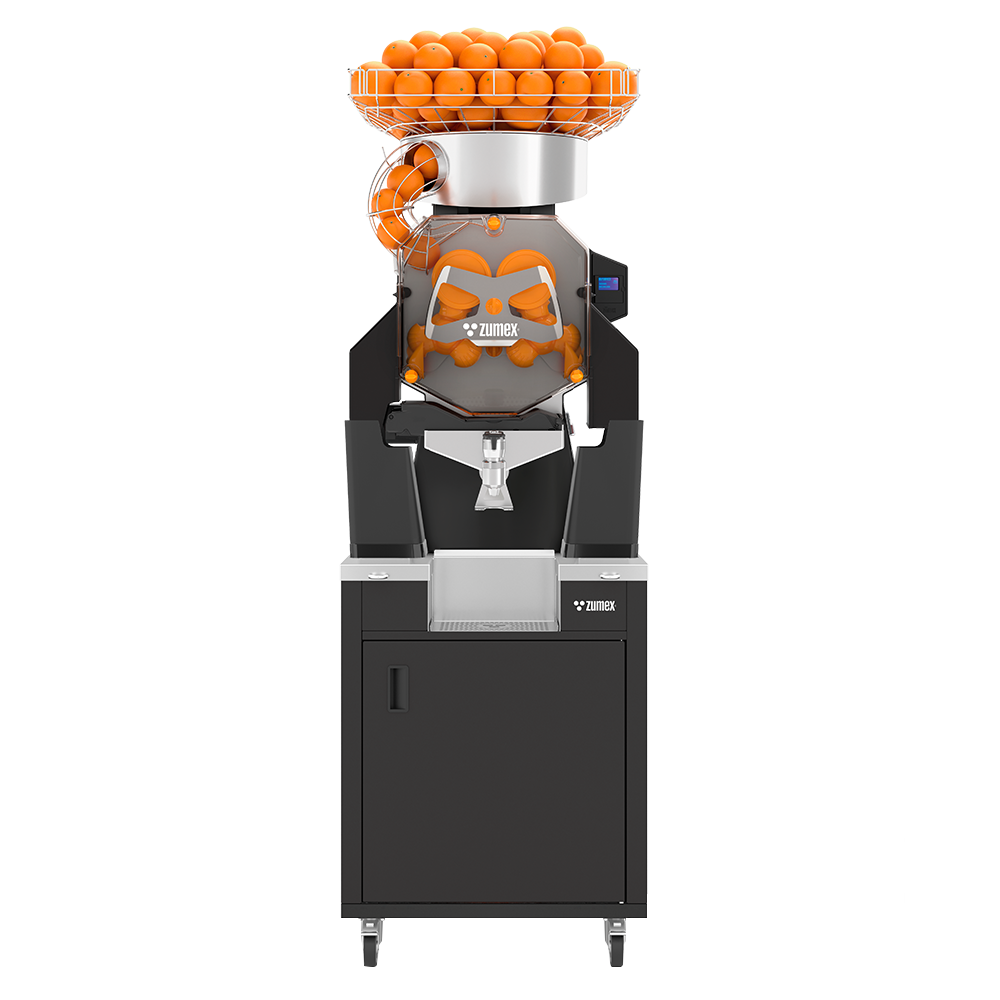 Zumex Speed S Plus All-in-One Slim citrus juicer on black slim podium