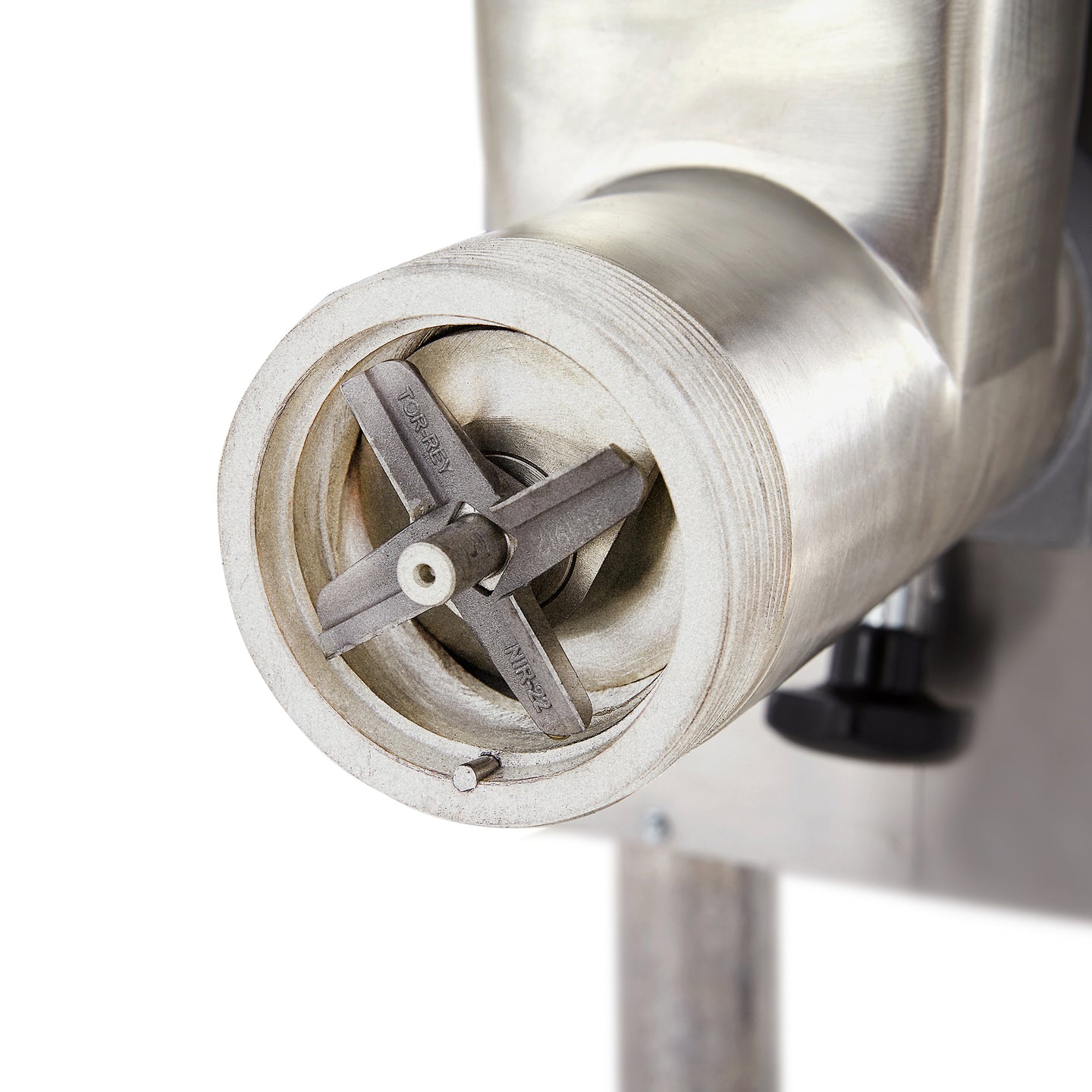 Pro-Cut KG-22-W Meat Grinder Electric #22 Hub — close-up of the grinder cylinder and auger