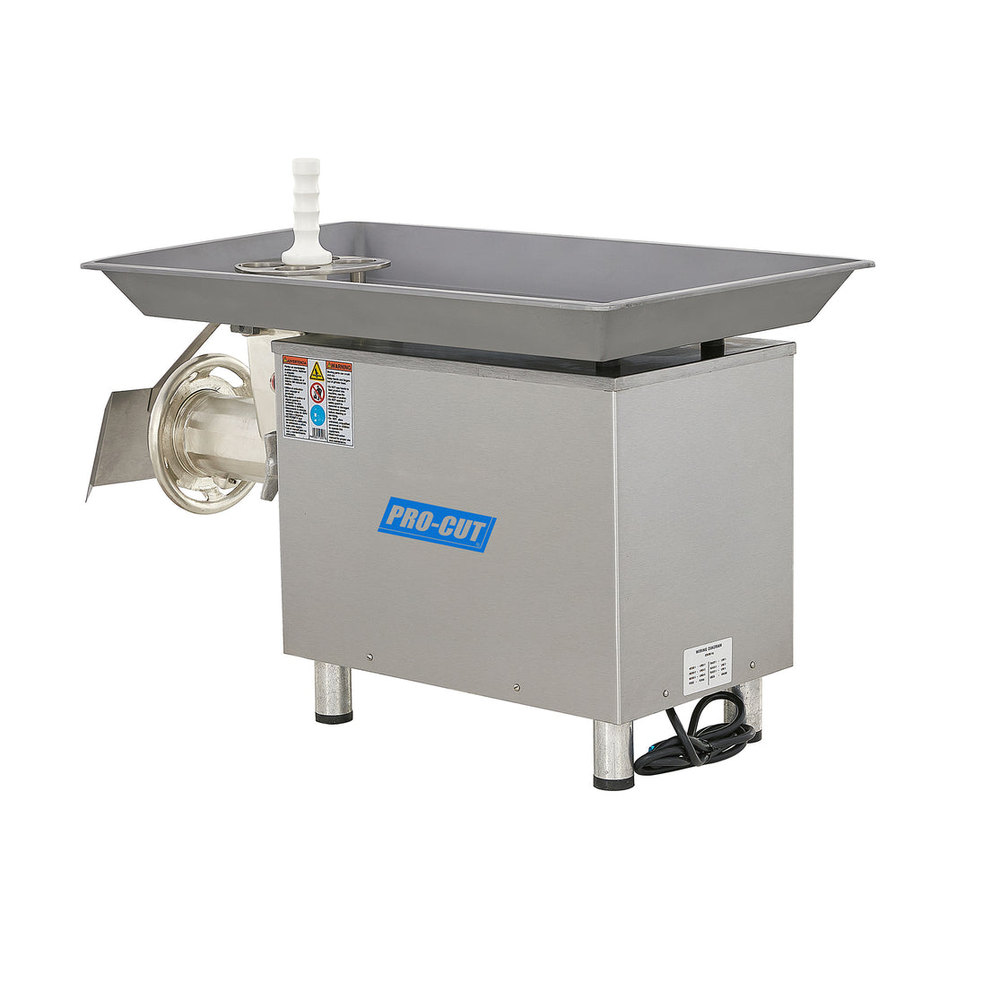 Pro-Cut KG-32-MP Meat Grinder Electric #32 Hub — right side view with feed pan