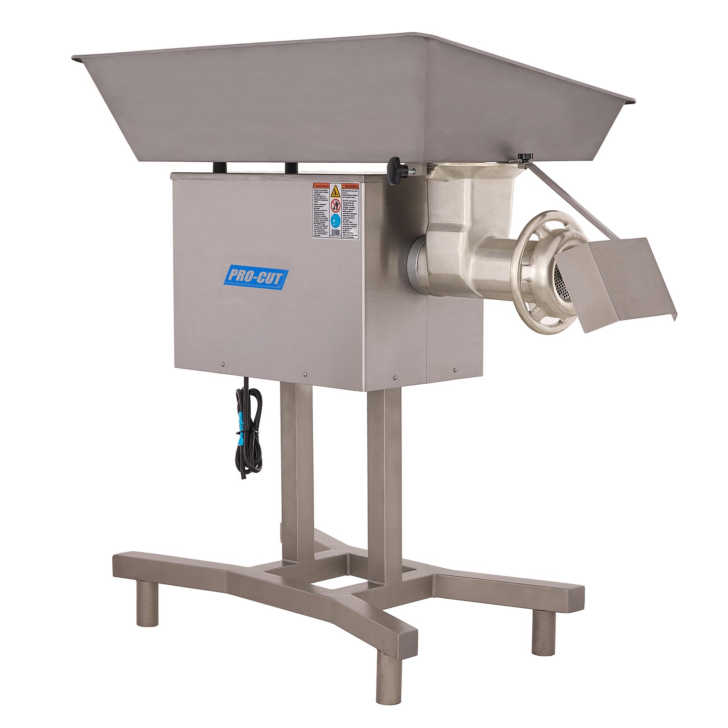 Pro-Cut KG-32-XP Meat Grinder Electric #32 Hub — front three-quarter view on its pedestal floor stand