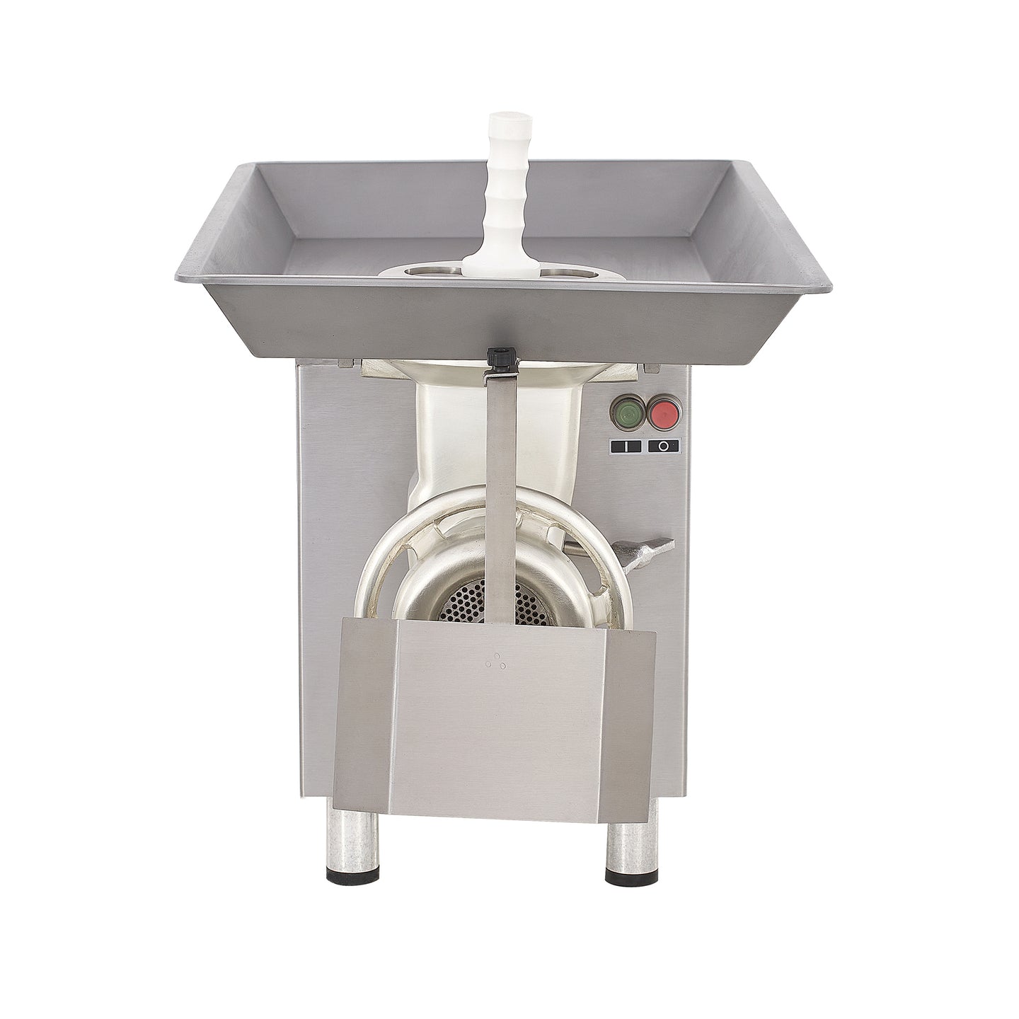 Pro-Cut KG-32 Meat Grinder Electric #32 Hub — front three-quarter view with feed pan