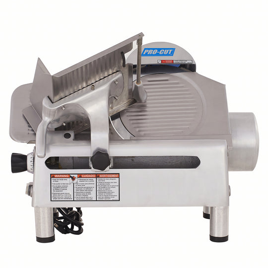 Pro-Cut KMS-12 Meat Slicer Manual 45° Angled Gravity Feed — front three-quarter view showing blade and carriage