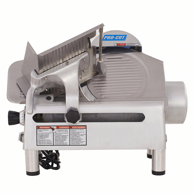 Pro-Cut KMS-12 Meat Slicer Manual 45° Angled Gravity Feed — front three-quarter view showing blade and carriage