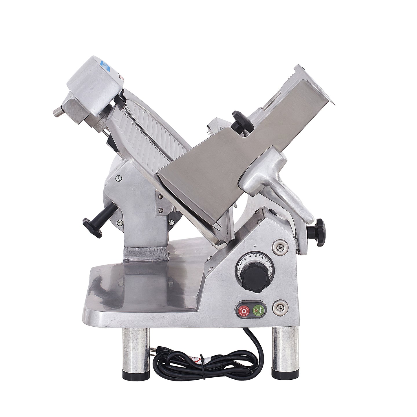 Pro-Cut KMS-13 Meat Slicer Manual 45° Angled Gravity Feed — rear view showing carriage arm and controls