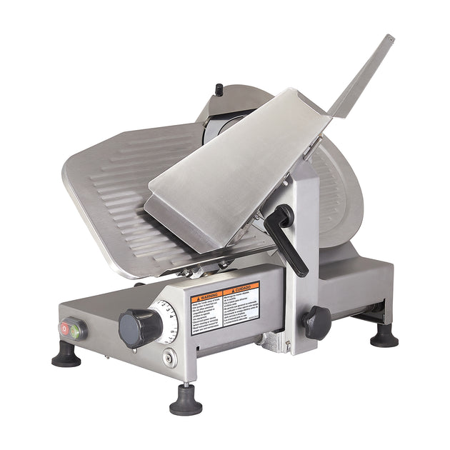 Pro-Cut KSDS-12 Meat Slicer Manual 45° Angled Gravity Feed — right side view showing blade and carriage