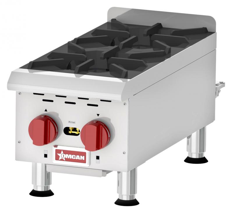 Omcan CE-CN-HP212M 12 inch countertop gas hot plate with two burners