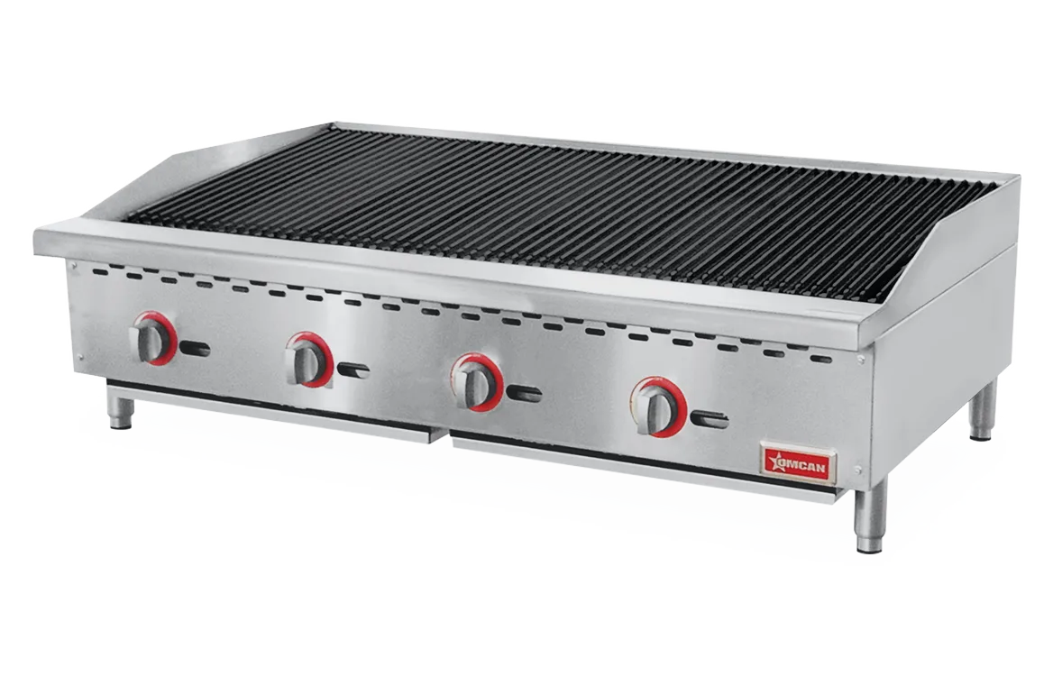 Omcan CE-CN-CB48-M 48 inch radiant gas charbroiler four burner countertop unit