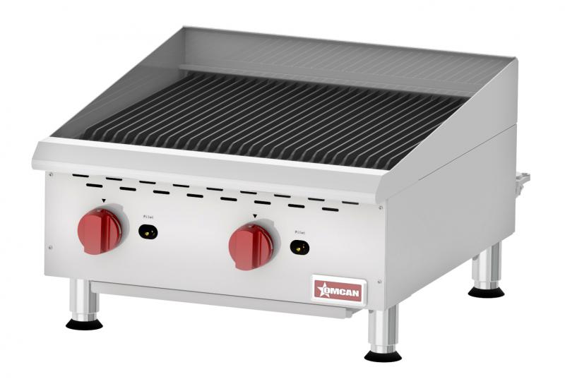 Omcan CE-CN-CBR24 Elite 24 inch countertop radiant gas charbroiler with two burners