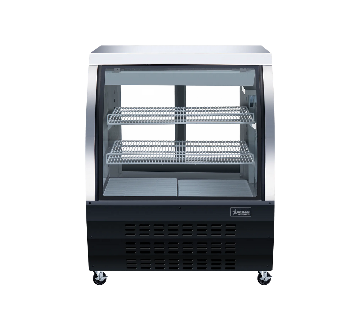 Omcan RS-CN-0092-B sliding door showcase angle view
