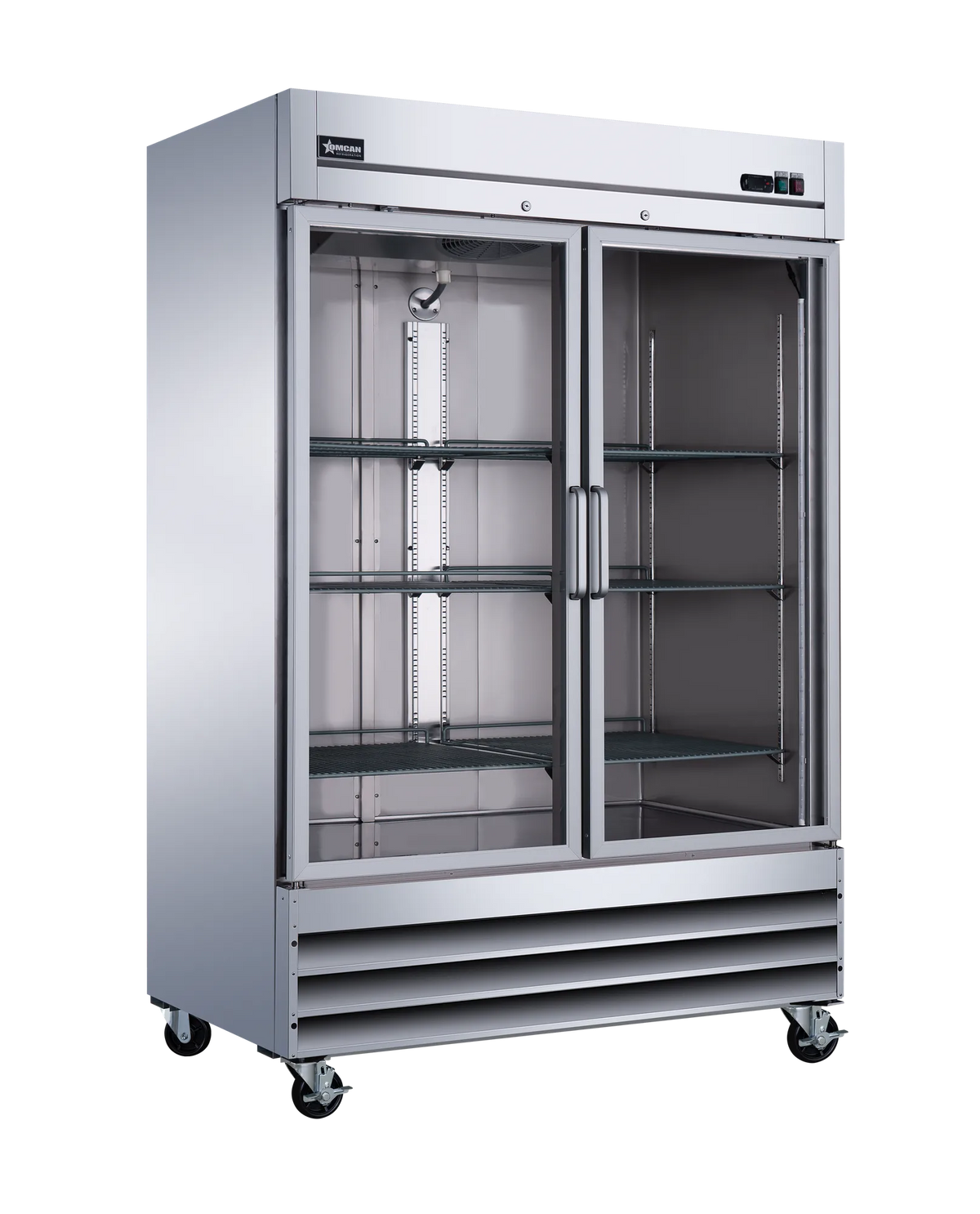 Omcan RE-CN-0041-G-HC 54 inch two glass door stainless steel reach-in refrigerator