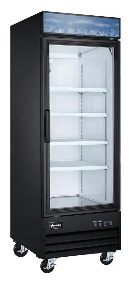Omcan FR-CN-0790-HC-BK 31 inch black one glass door display freezer