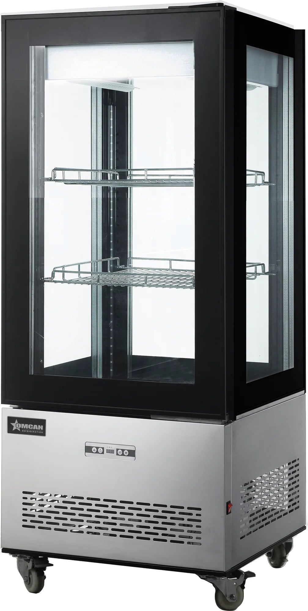 Omcan RS-CN-0270-L 26 inch two shelf refrigerated display case with four sided glass