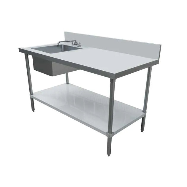 Omcan 44301 24 x 72 inch stainless steel work table with left sink