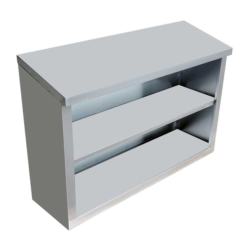 Omcan 46408 15 x 36 inch stainless steel open wall cabinet with sloped top