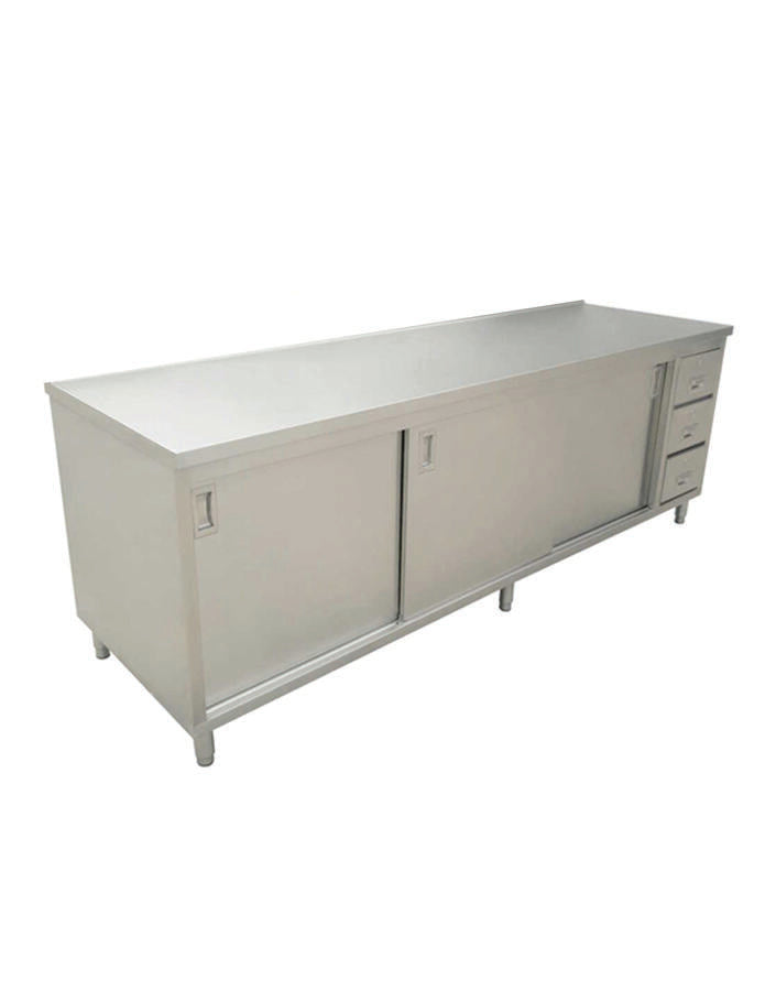 Omcan 44191 24 x 72 Inch stainless steel worktable with cabinets and drawers