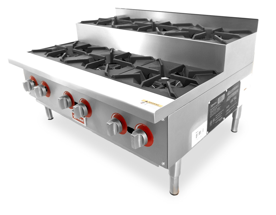 Omcan CE-CN-HP36-S 36 inch step up gas hot plate six burners