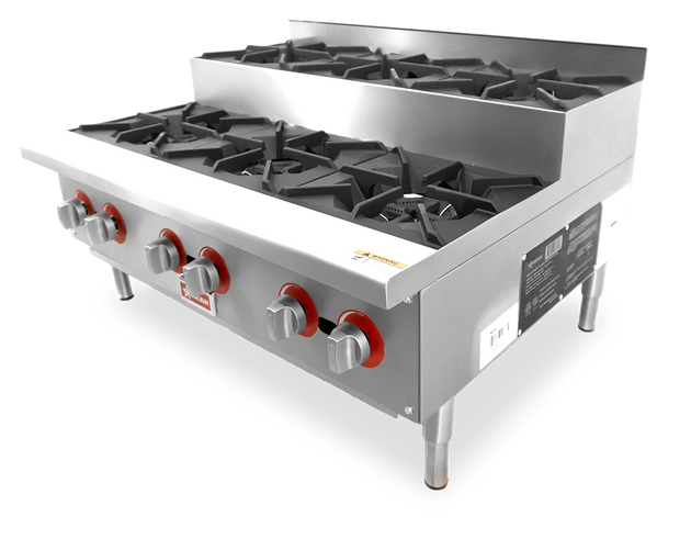 Omcan CE-CN-HP36-S step-up gas hot plate with six burners