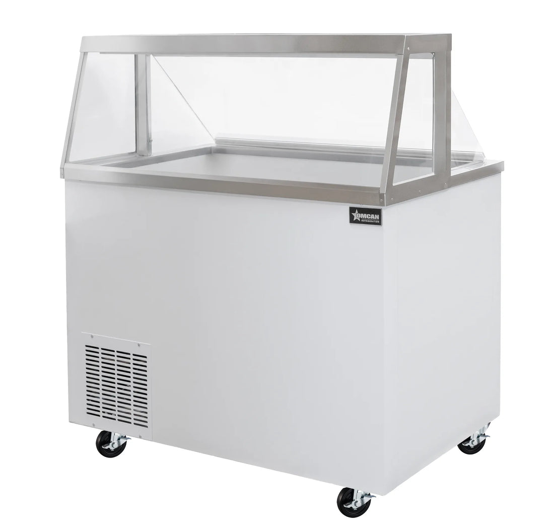 Omcan FR-CN-0047 47 inch ice cream dipping display freezer with sneeze guard