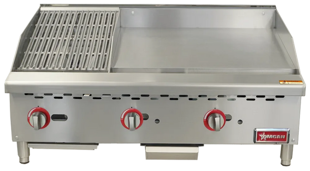 Omcan CE-CN-12C24G 36 inch countertop gas charbroiler and griddle combo