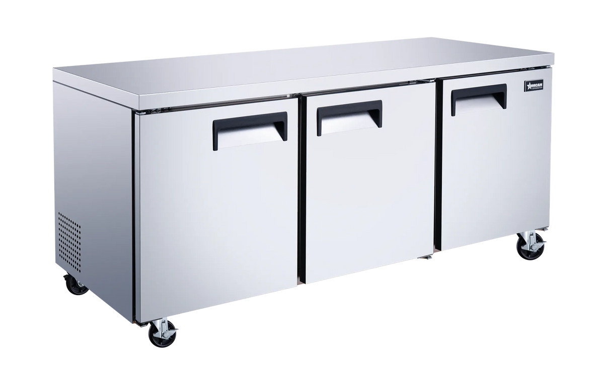 Omcan RE-CN-0016-HC 72 inch three door stainless steel undercounter refrigerator