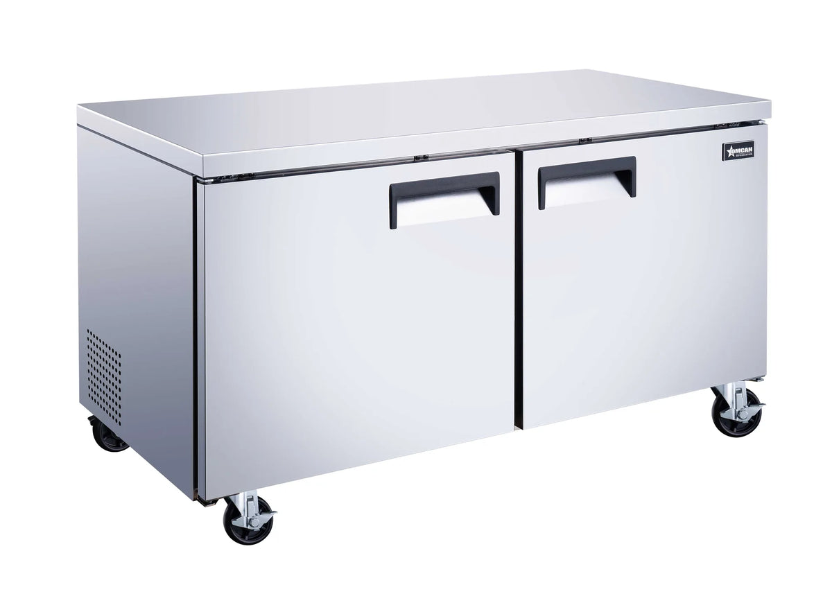Omcan FR-CN-1524-HC 60 inch two door stainless steel undercounter freezer