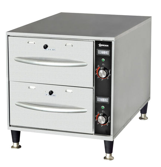 Omcan FW-CN-0002 double freestanding narrow drawer warmer