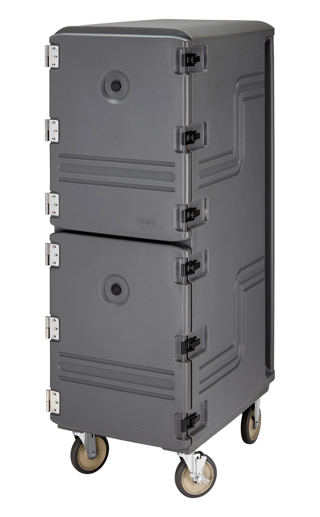 Cambro 1826DTC615 double compartment sheet pan carrier in charcoal gray