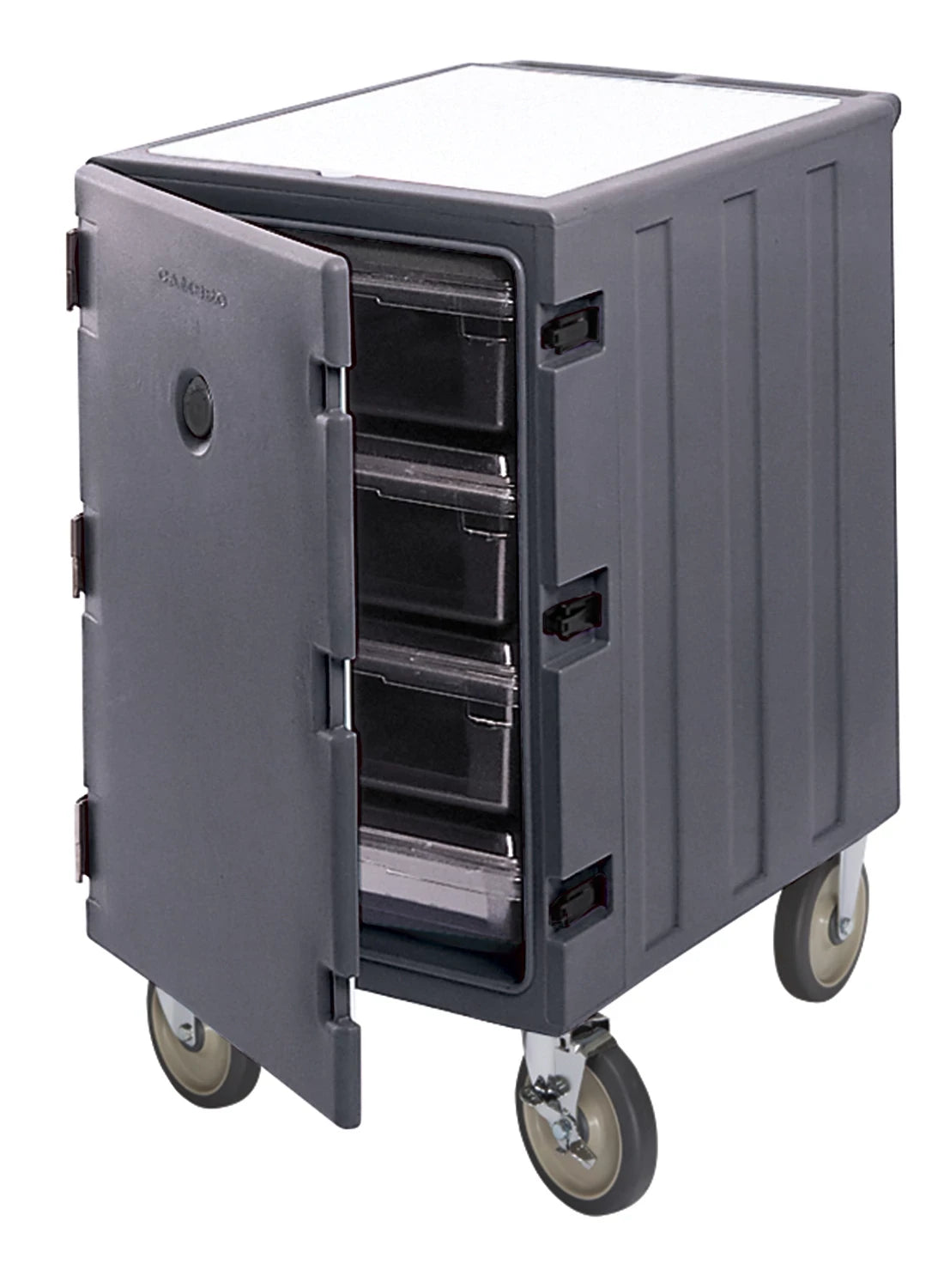 Cambro 1826LBC615 low profile food box carrier in charcoal gray