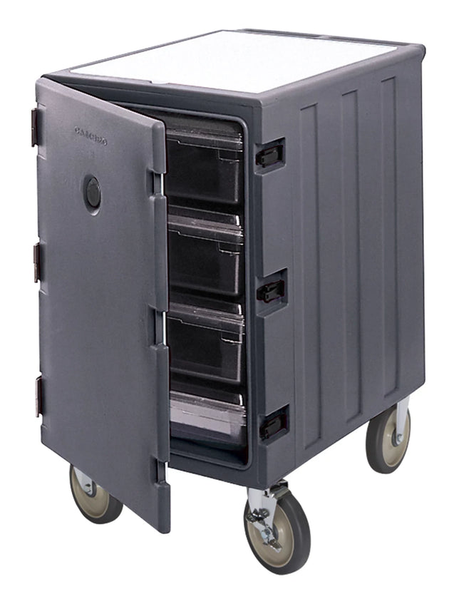 Cambro 1826LBC615 low profile food box carrier in charcoal gray