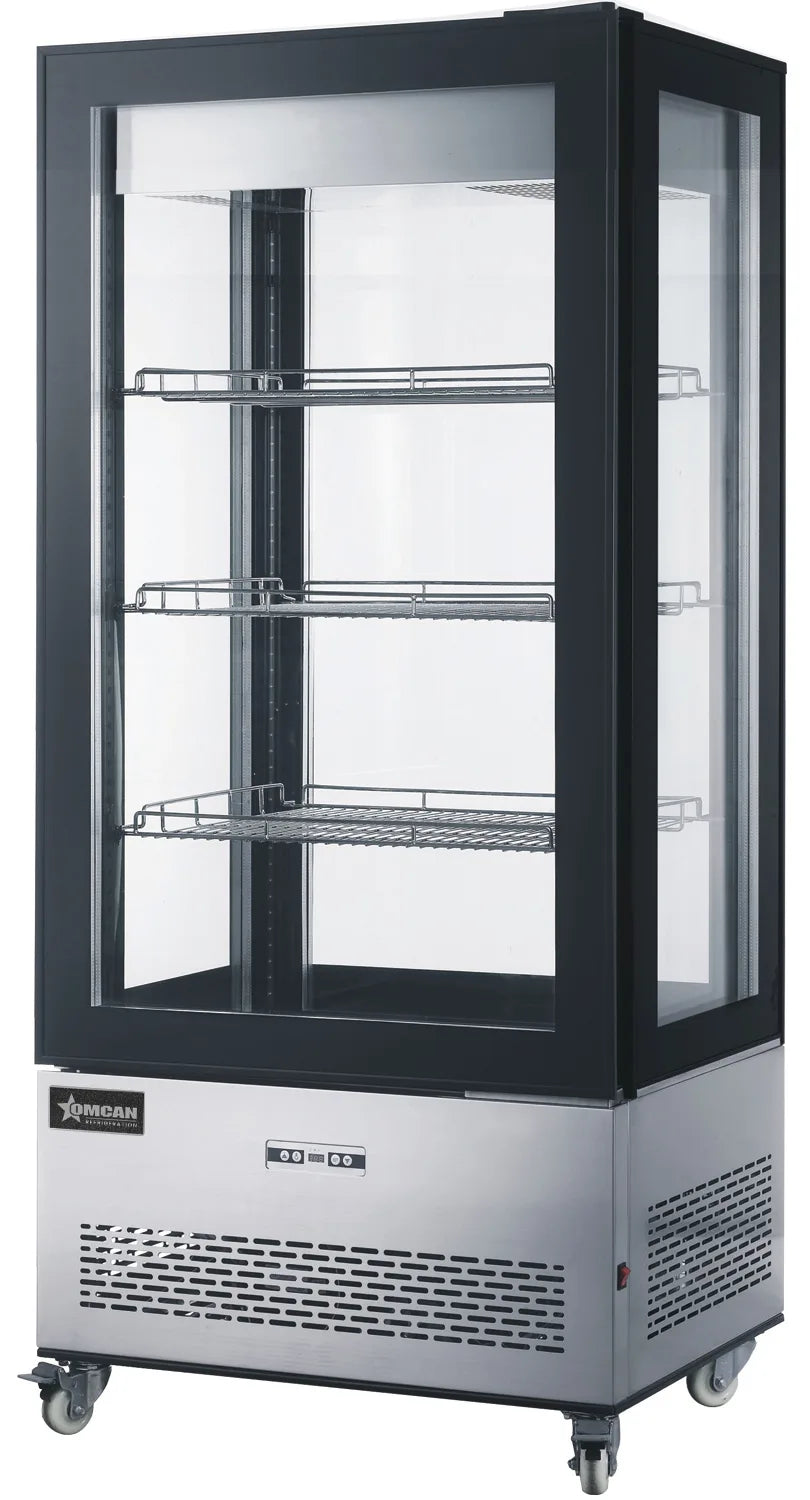 Omcan RS-CN-0550 33 inch three shelf refrigerated display case with four sided glass