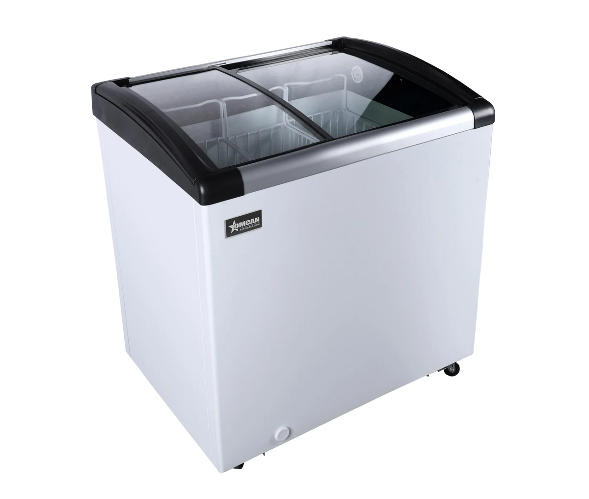 Omcan FR-CN-0166 31 inch ice cream display chest freezer with curved glass top