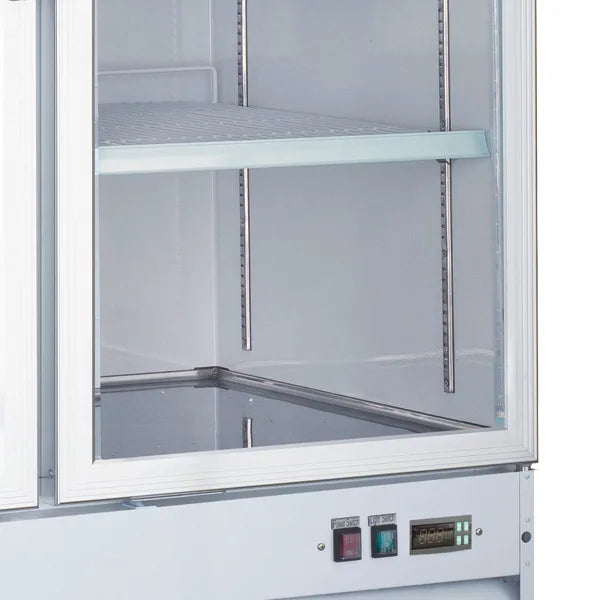 Omcan FR-CN-0045-HC white display freezer angled view