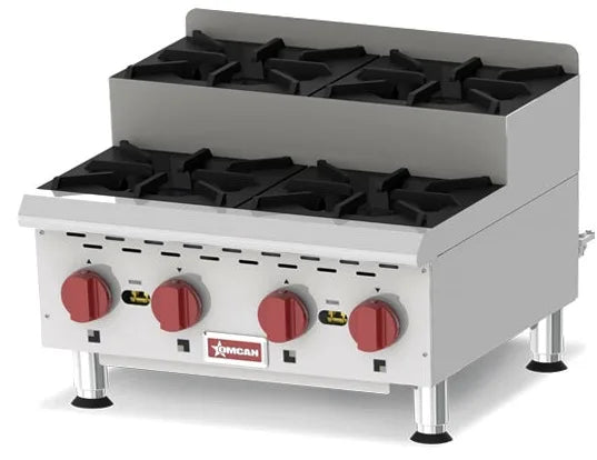 Omcan CE-CN-0424-S step-up countertop gas hot plate with four burners