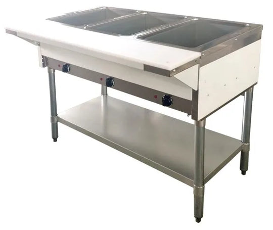Omcan FW-CN-0003-LP three pan open well propane steam table