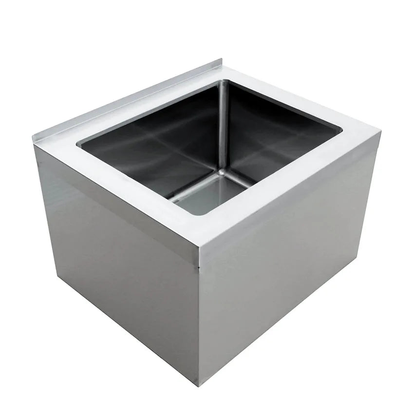 Omcan 44606 floor mounted stainless steel mop sink with drain basket