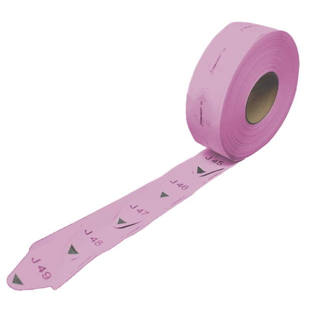 Omcan TIM80P Turn-O-Matic T80 pink ticket rolls, case of 30